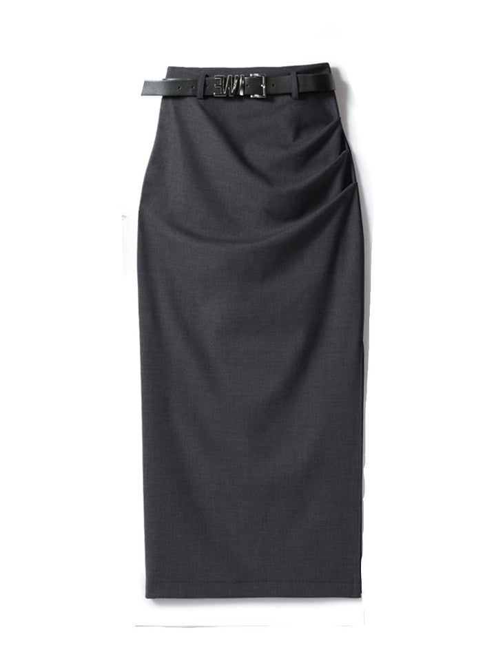 Ladies Elegant Wrap Skirt with Waist Belt Mune Fashion