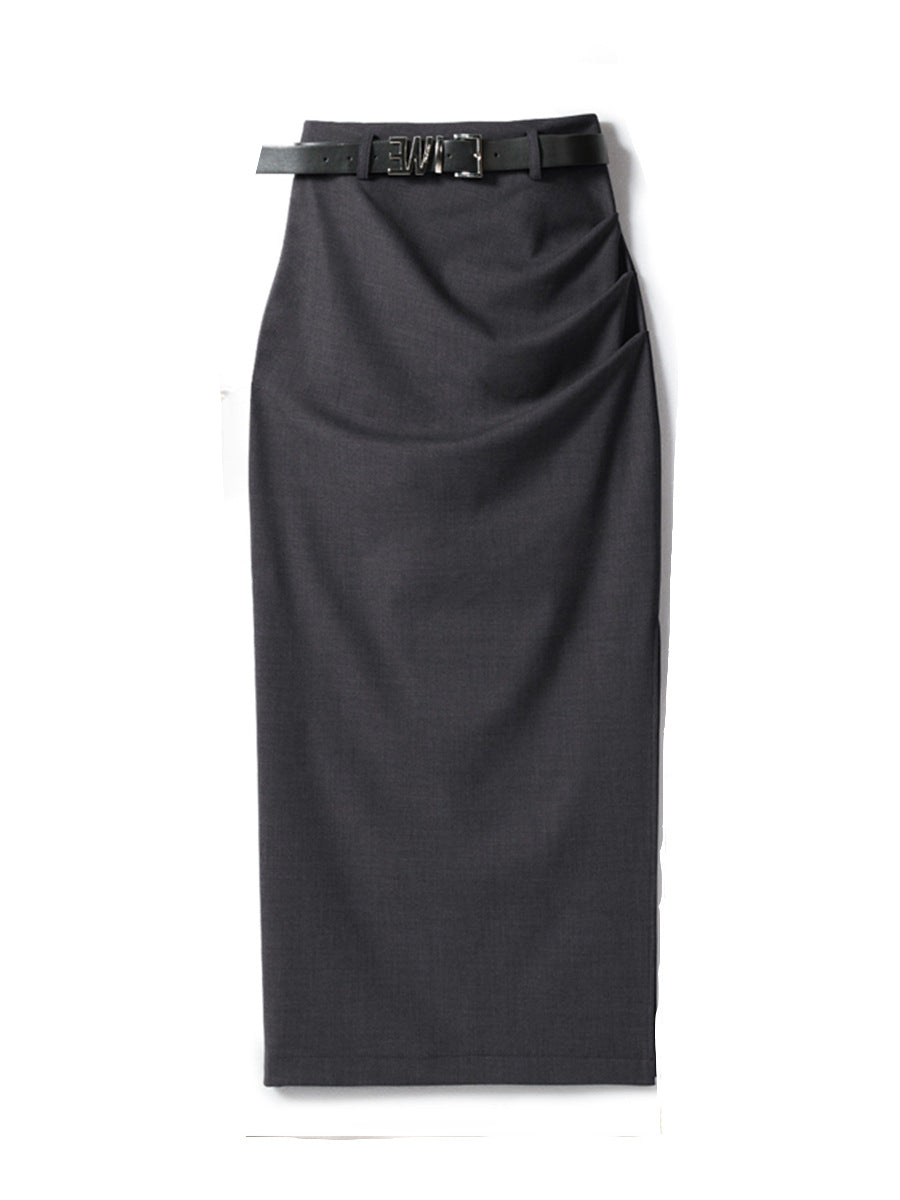 Ladies Elegant Wrap Skirt with Waist Belt Mune Fashion