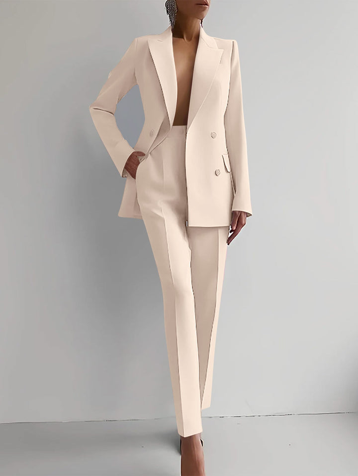Women's Elegant Double-Breasted Blazer with Tailored Trousers Mune