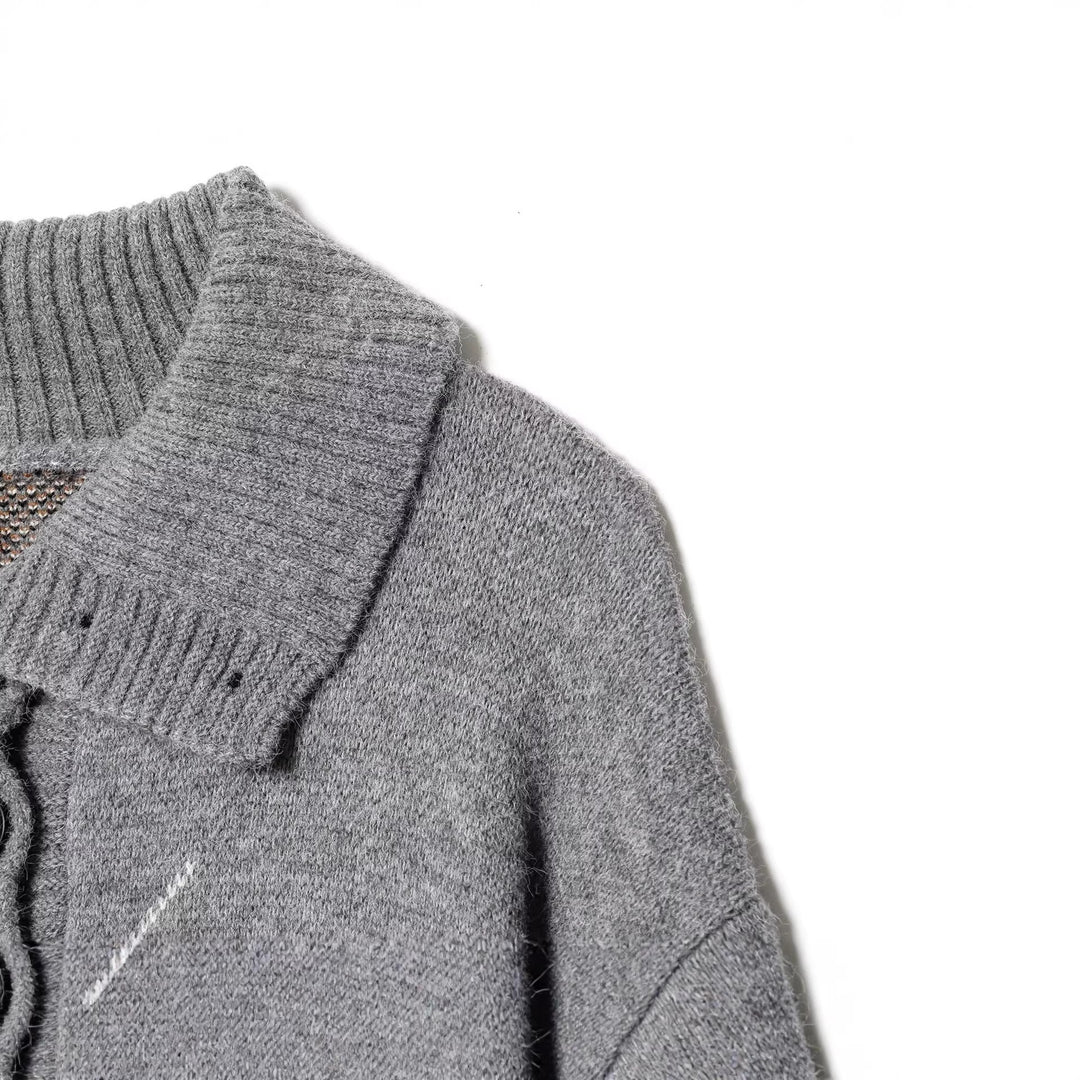 Women’s Oversized Knit Sweater with Diamond Pattern and Turtleneck Mune Fashion