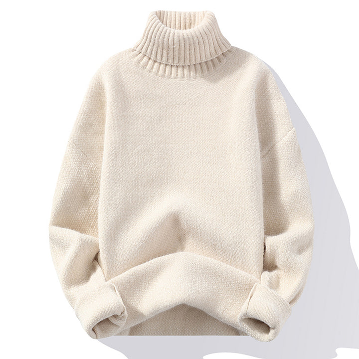 Men's turtleneck sweater made of boucle fine knit with ribbed cuffs Mune Fashion