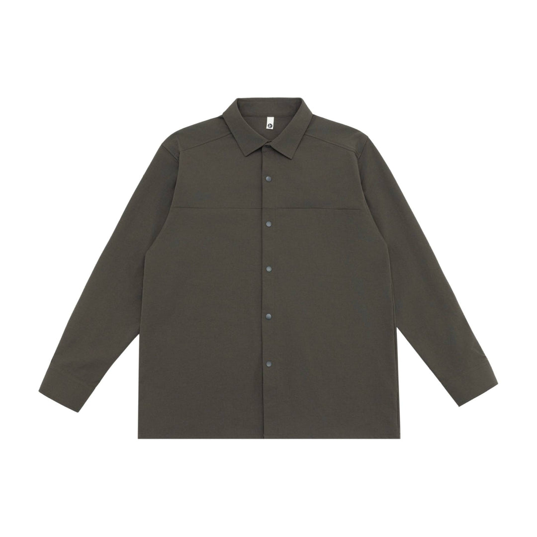 Unisex Longline Shirt Jacket in Boxy Cut made of heavy sweat quality with concealed snap button placket Mune Fashion