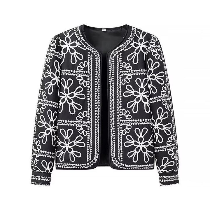 Women Open Blazer Jacket with Floral Allover Print, Round Neckline and Feminine Fit Mune Fashion