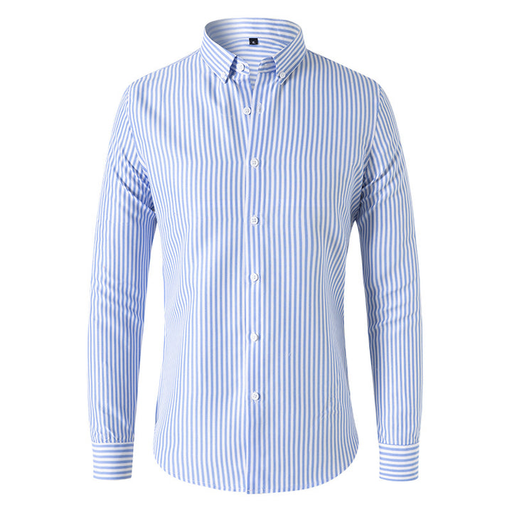 Men Striped Slim-Fit Shirt with Button-Down Collar and Tailored Silhouette Mune Fashion
