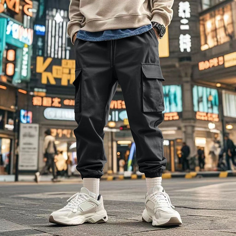 Men's Tapered Cargo Joggers with Drawstring, Patch Flap Pockets and Elastic Cuffs Mune Fashion