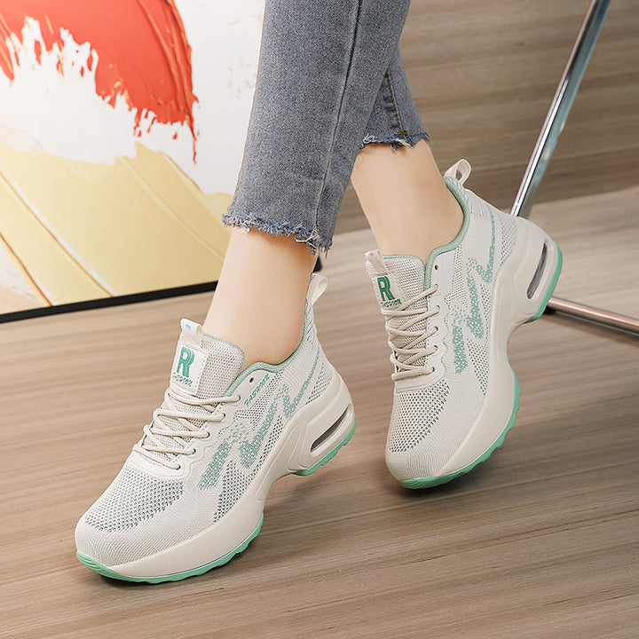 Women's fashionable knit fitness sneakers with ergonomic rocker sole and integrated cushioning chamber Mune Fashion