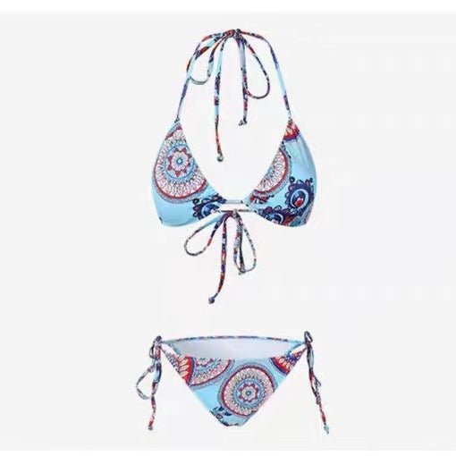 Women's triangle bikini with playful mandala pattern and adjustable ties Mune Fashion