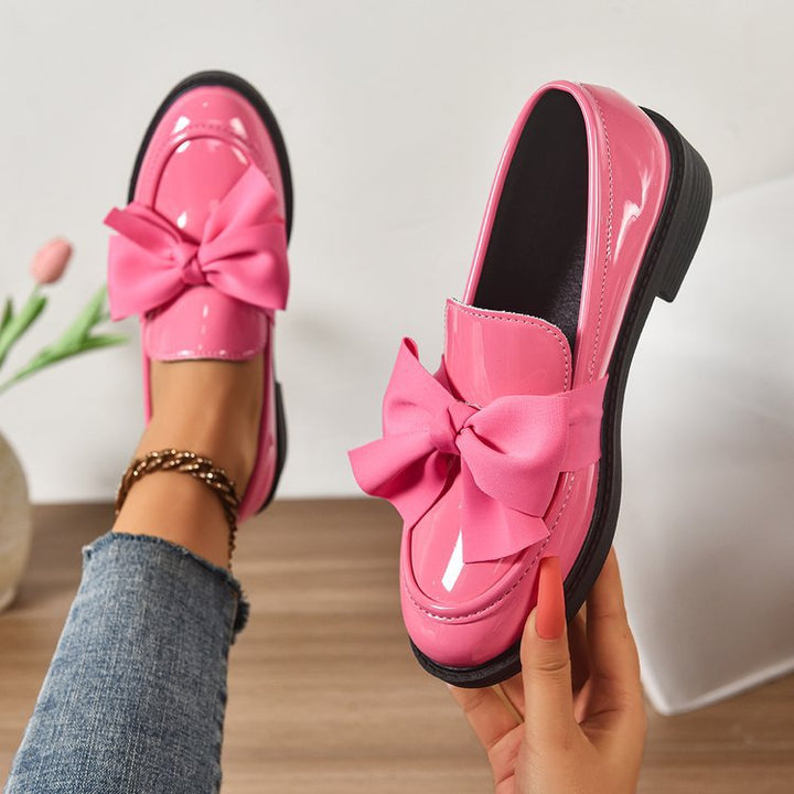 Damen Loafer mit Karo‑Muster und Schleifenapplikation Mune Fashion