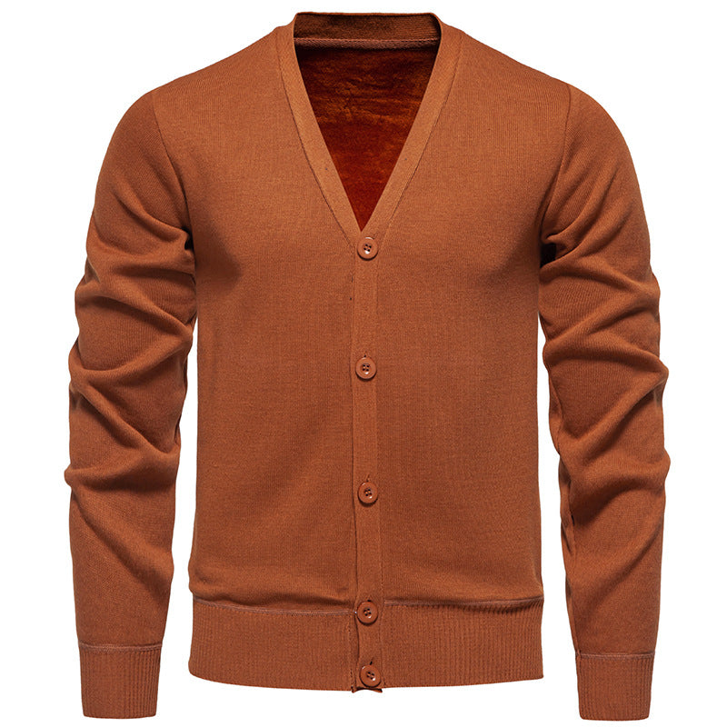 Men's lightweight fine knit cardigan with V-neck, concealed button placket and elastic ribbed cuffs Mune Fashion