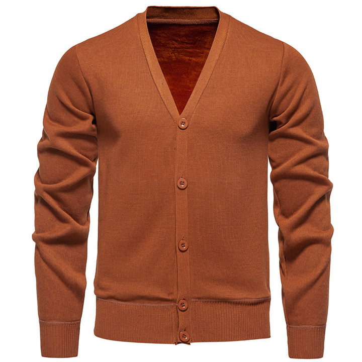 Men's lightweight fine knit cardigan with V-neck, concealed button placket and elastic ribbed cuffs Mune Fashion