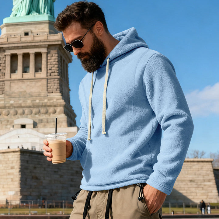 Men's fleece hoodie with teddy texture, hood, and relaxed fit Mune Fashion