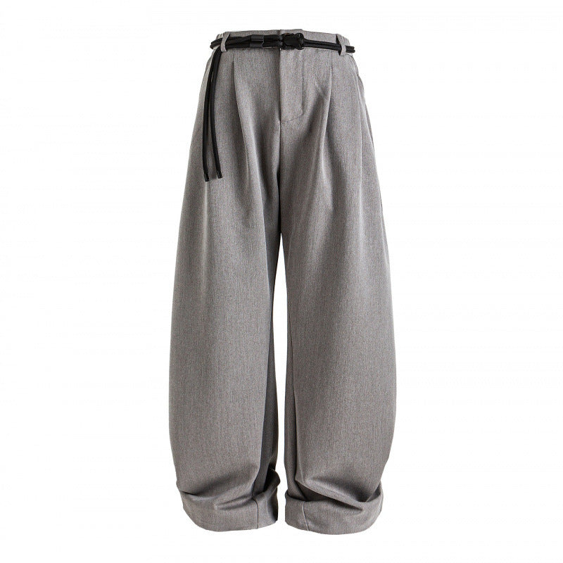 Women's high-waisted wide Marlene pants with pleated waistband and drawstring belt Mune Fashion