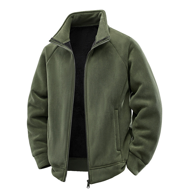 Men's fleece thermal jacket with double-layer teddy inner lining and high stand-up collar Mune Fashion