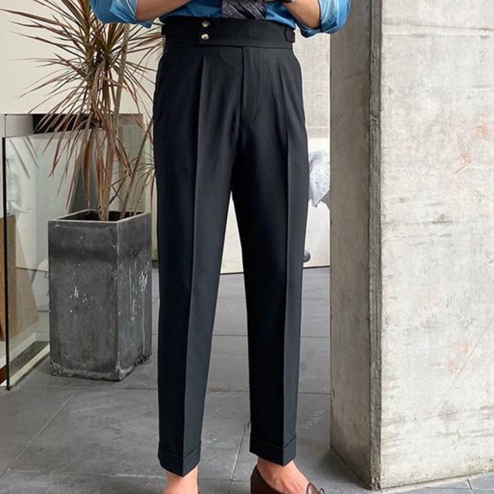 Men's Elegant Cropped Trousers with Pleats