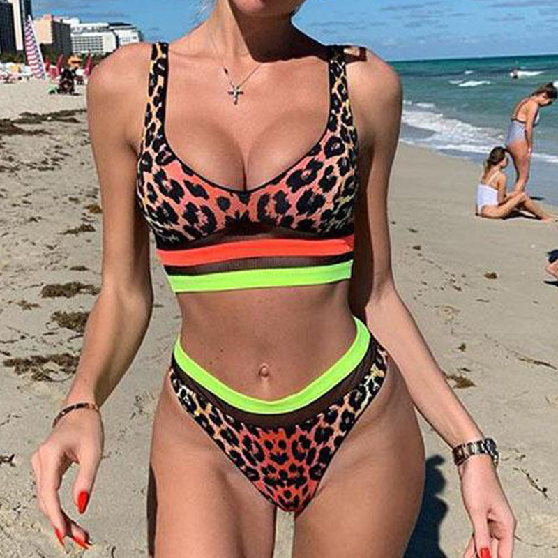 Women's Sporty Bikini Set with High Waist and Fashionable Pattern Mune Fashion