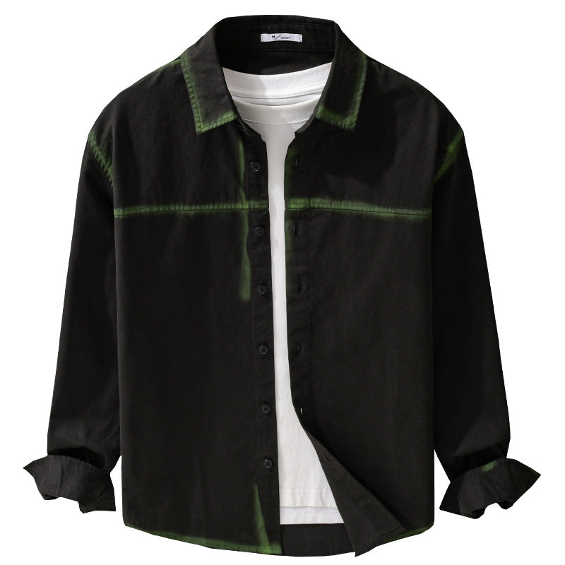 Men's shirt jacket in oversized style with washed edges and classic kent collar Mune Fashion