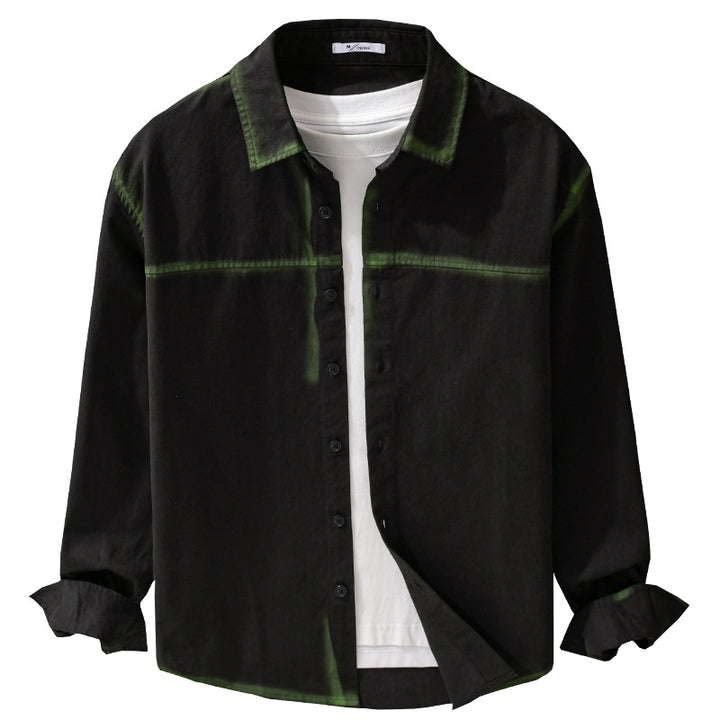 Men's shirt jacket in oversized style with washed edges and classic kent collar Mune Fashion