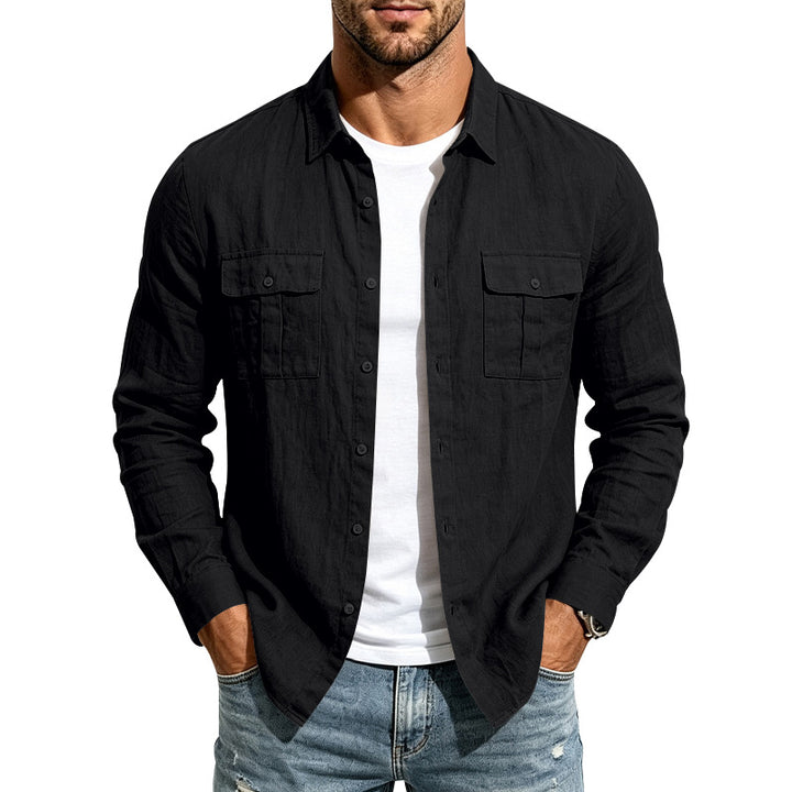 Men's linen shirt with chest pockets and casual overshirt Mune Fashion