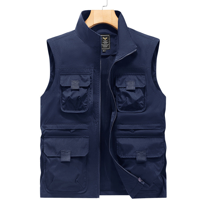 Men's photographer and outdoor utility vest with many multifunctional pockets and continuous zipper Mune Fashion