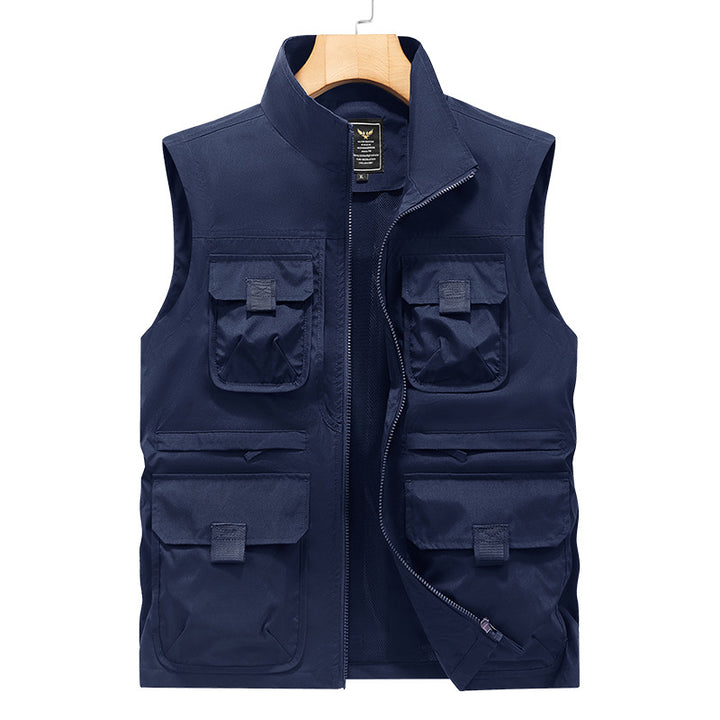 Men's photographer and outdoor utility vest with many multifunctional pockets and continuous zipper Mune Fashion