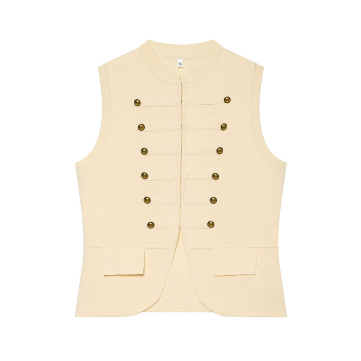 Women's knit vest in military style with golden decorative buttons Mune Fashion