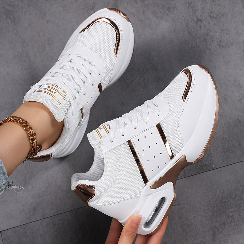 Women's sporty platform sneakers with air-cushion midsole and metallic applications Mune Fashion