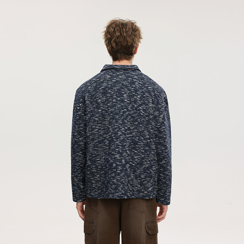 Herren Grobstrick-Kragenpullover mit V-Ausschnitt und Relaxed‑Fit Mune Fashion