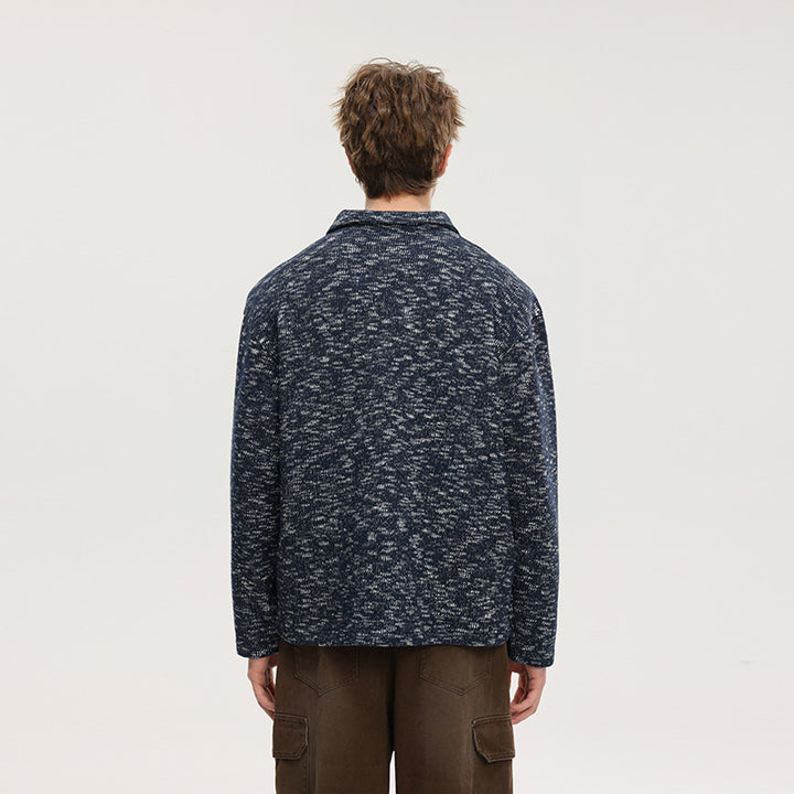 Herren Grobstrick-Kragenpullover mit V-Ausschnitt und Relaxed‑Fit Mune Fashion