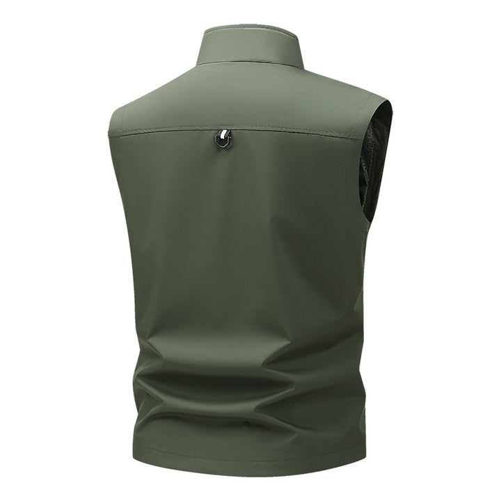 Men's Multifunctional Outdoor Utility Vest with Multiple Cargo Pockets and Stand Collar Mune Fashion