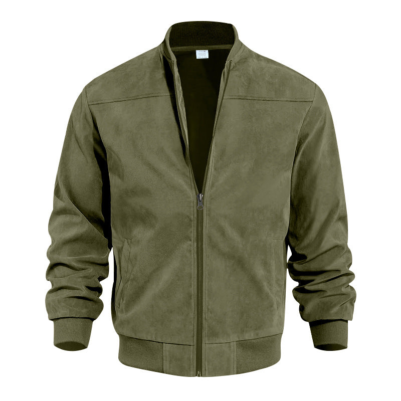 Men's sporty bomber jacket made of microfiber with zipper and ribbed hem Mune Fashion