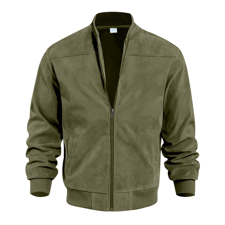 Men's sporty bomber jacket made of microfiber with zipper and ribbed hem Mune Fashion