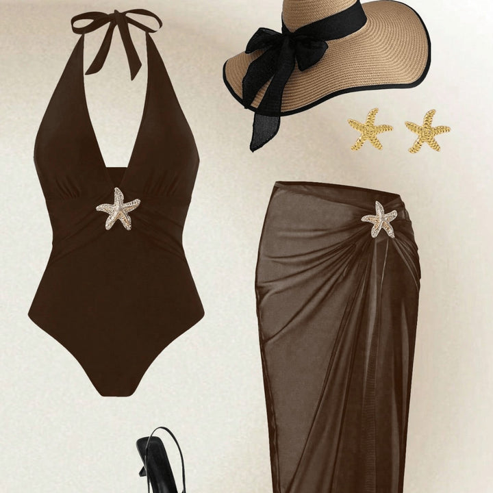 Ladies Elegant Swimsuit with Versatile Wrap Skirt Mune Fashion