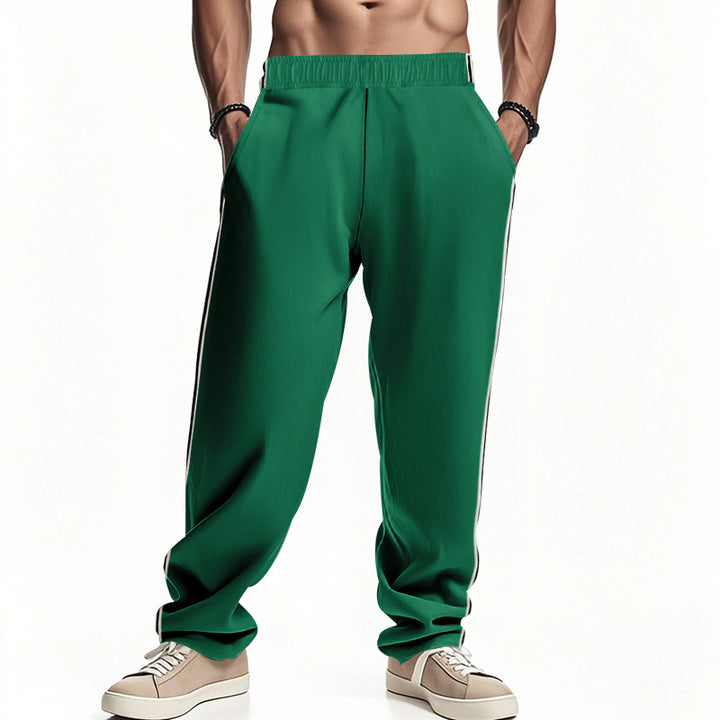 Men's casual sweat joggers with elastic waistband, side double stripes, and soft cotton blend Mune Fashion