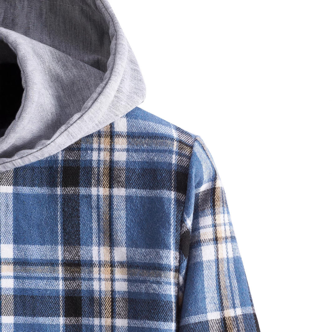 Men's Flannel Shirt with Integrated Hood Mune