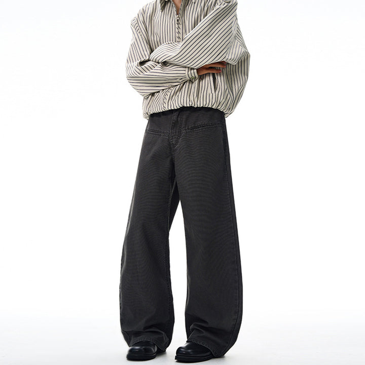 Men's Loose-Fit Denim Pants in Baggy Cut with Elastic Waistband Mune Fashion