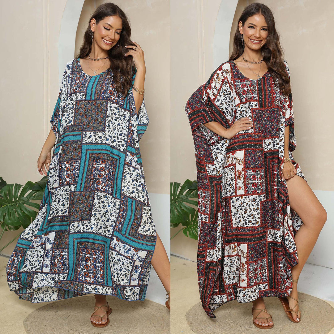 Women's Casual Maxi Dress in Patchwork Design Mune Fashion