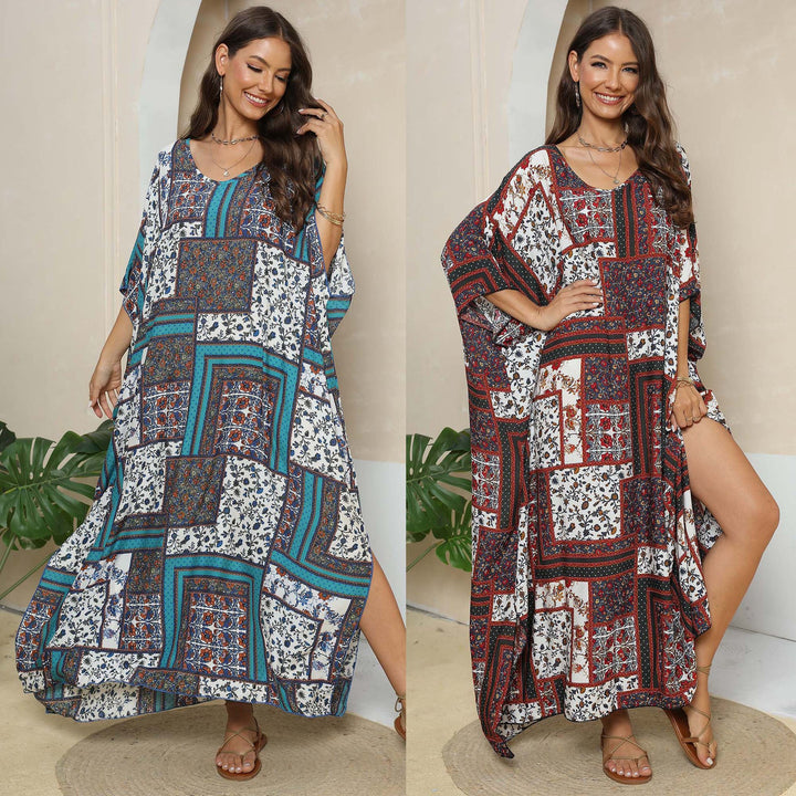 Women's Casual Maxi Dress in Patchwork Design Mune Fashion