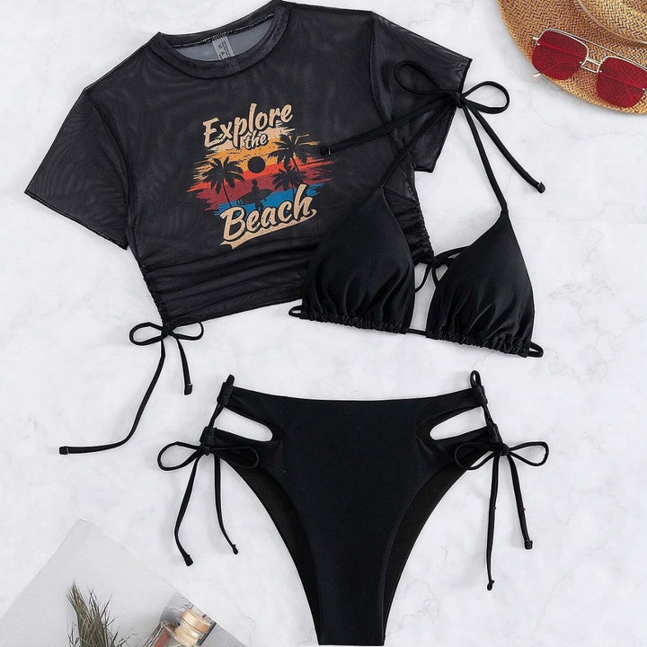 Women's sporty transparent beach top with graphic print Mune Fashion