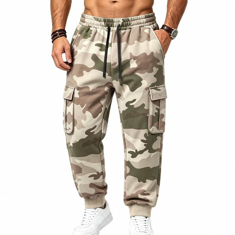 Men's cargo pants in jogger style with elastic waistband, drawstring, and multiple pockets Mune Fashion