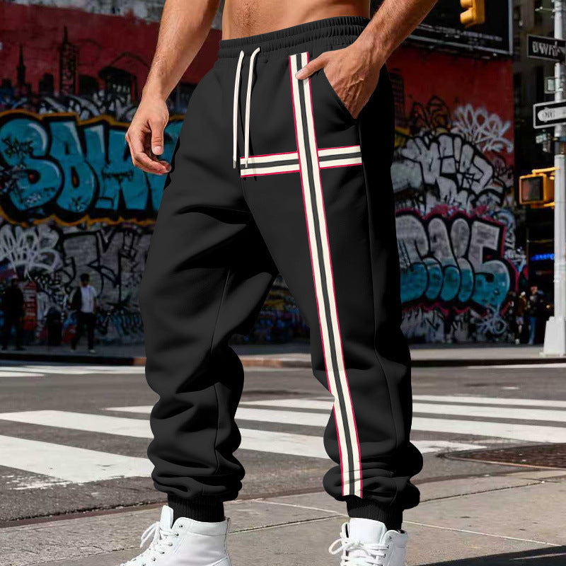 Men's jogging pants with side tape stripe and elastic drawstring waistband Mune Fashion