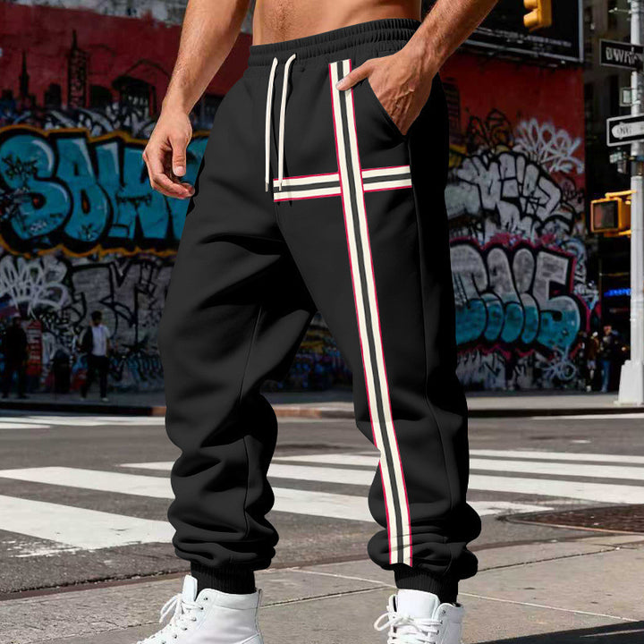 Men's jogging pants with side tape stripe and elastic drawstring waistband Mune Fashion