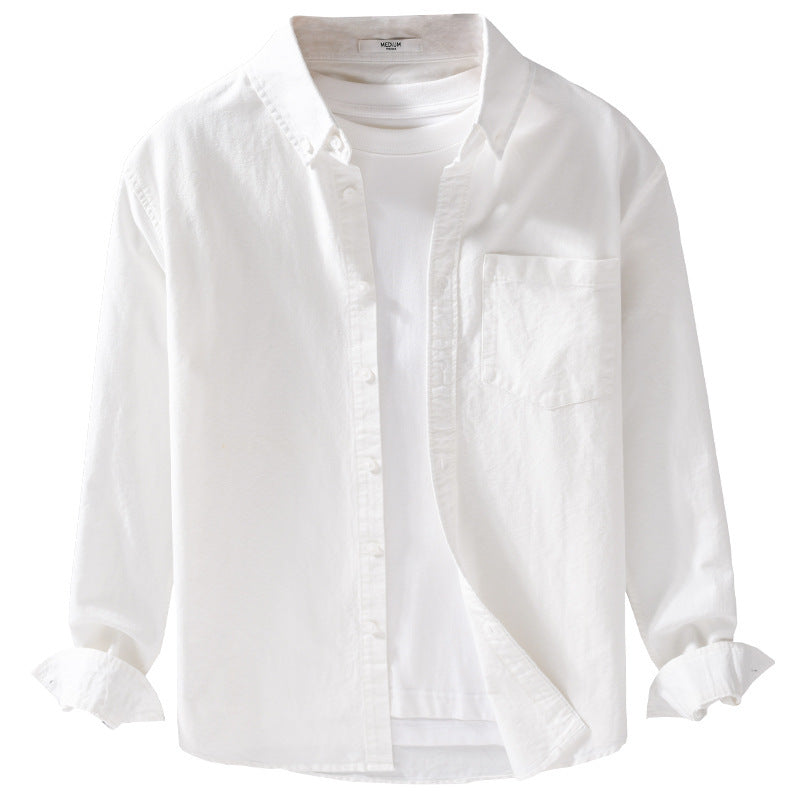 Men's Soft-Touch Layering Shirt made of Cotton Oxford with Inner Shirt, Kent Collar and Chest Pocket Mune Fashion