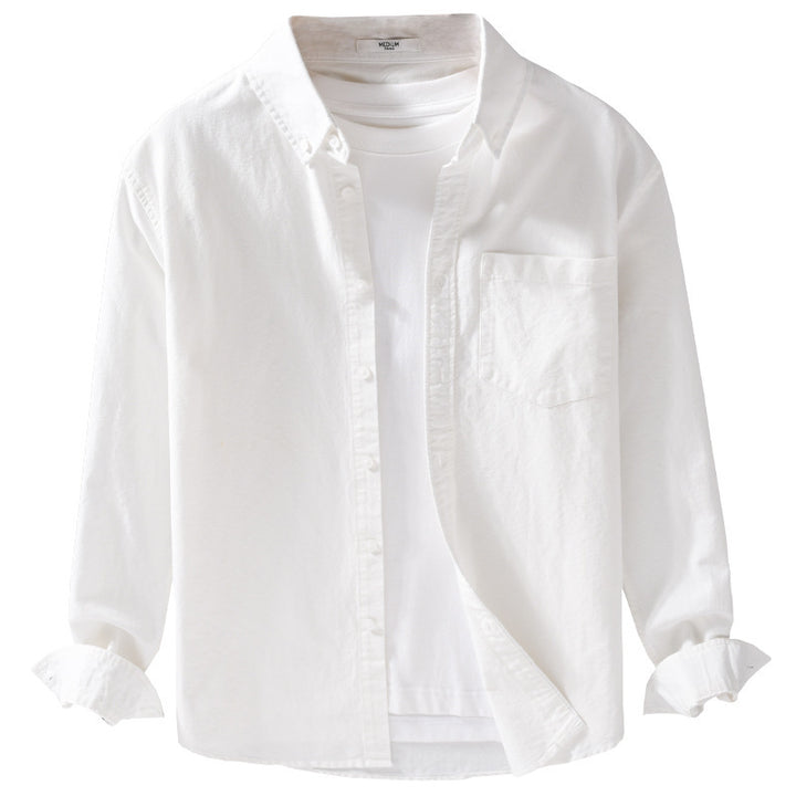 Men's Soft-Touch Layering Shirt made of Cotton Oxford with Inner Shirt, Kent Collar and Chest Pocket Mune Fashion