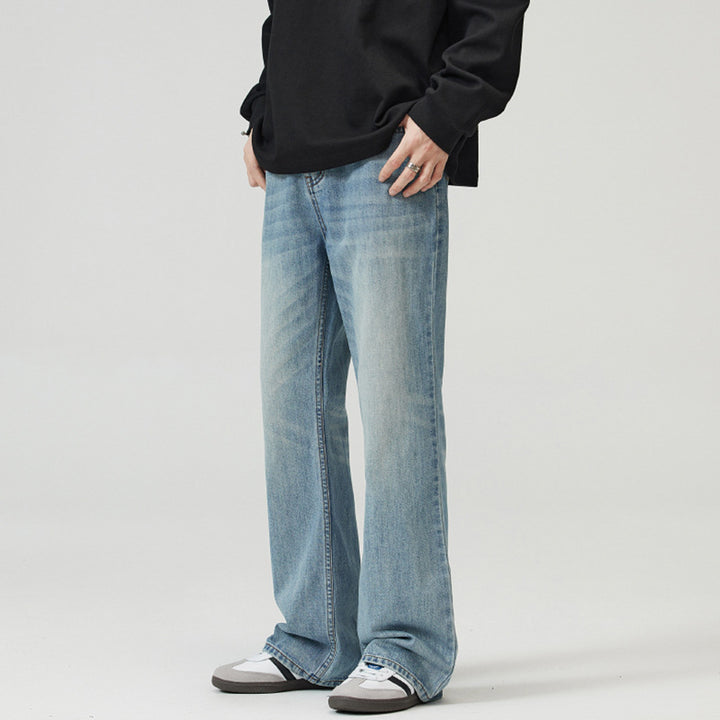 Men's wide washed baggy jeans with flared leg and extended hem Mune Fashion
