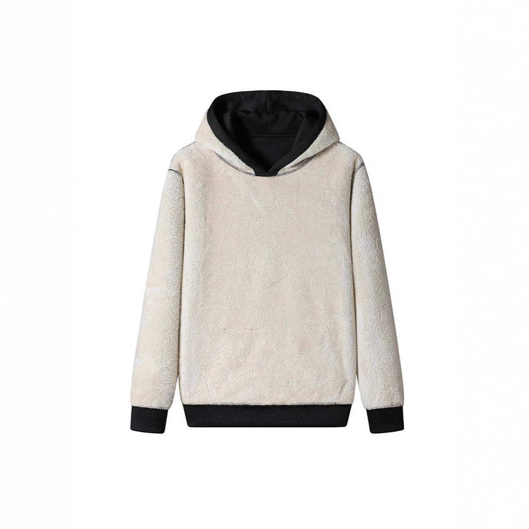 Men's Cozy Teddy Fleece Hoodie with Sherpa Lining and Kangaroo Pocket Mune Fashion