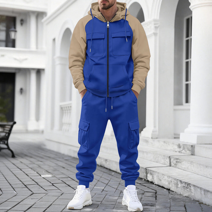 Men's zip-up hoodie sweat set with functional cargo pants Mune Fashion