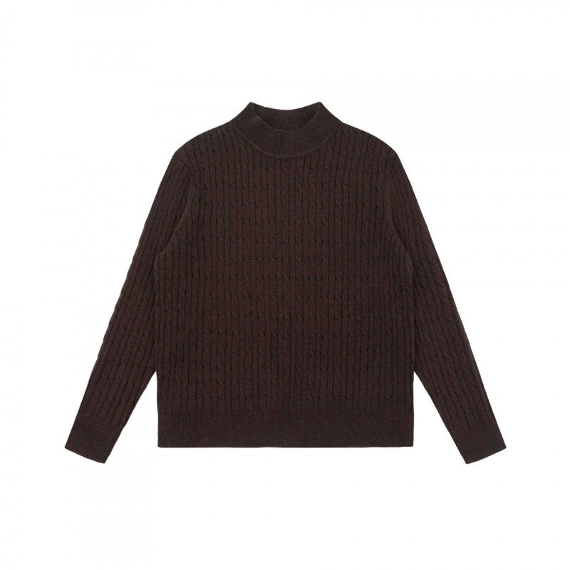 Unisex Oversize Cable Knit Sweater with Short Stand-Up Collar and Ribbed Hem Mune Fashion