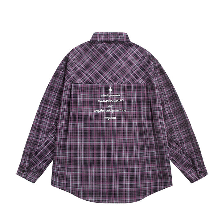 Unisex Check Shirt Jacket in Boxy Cut with Large Chest Flap Pockets and Extended Hem Mune Fashion
