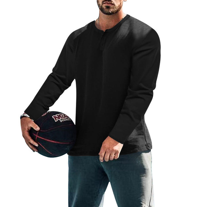 Men's Long Sleeve Henley Top made from Cotton Blend Slim Fit Mune Fashion