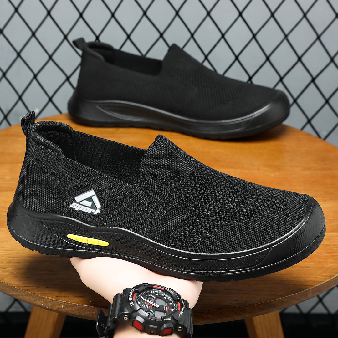 Men's breathable slip-on work shoe with seamless knitted upper, shock-absorbing EVA midsole and slip-resistant rubber outsole Mune Fashion